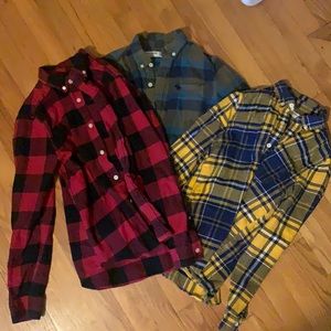3 Abercrombie kids flannels 11/12